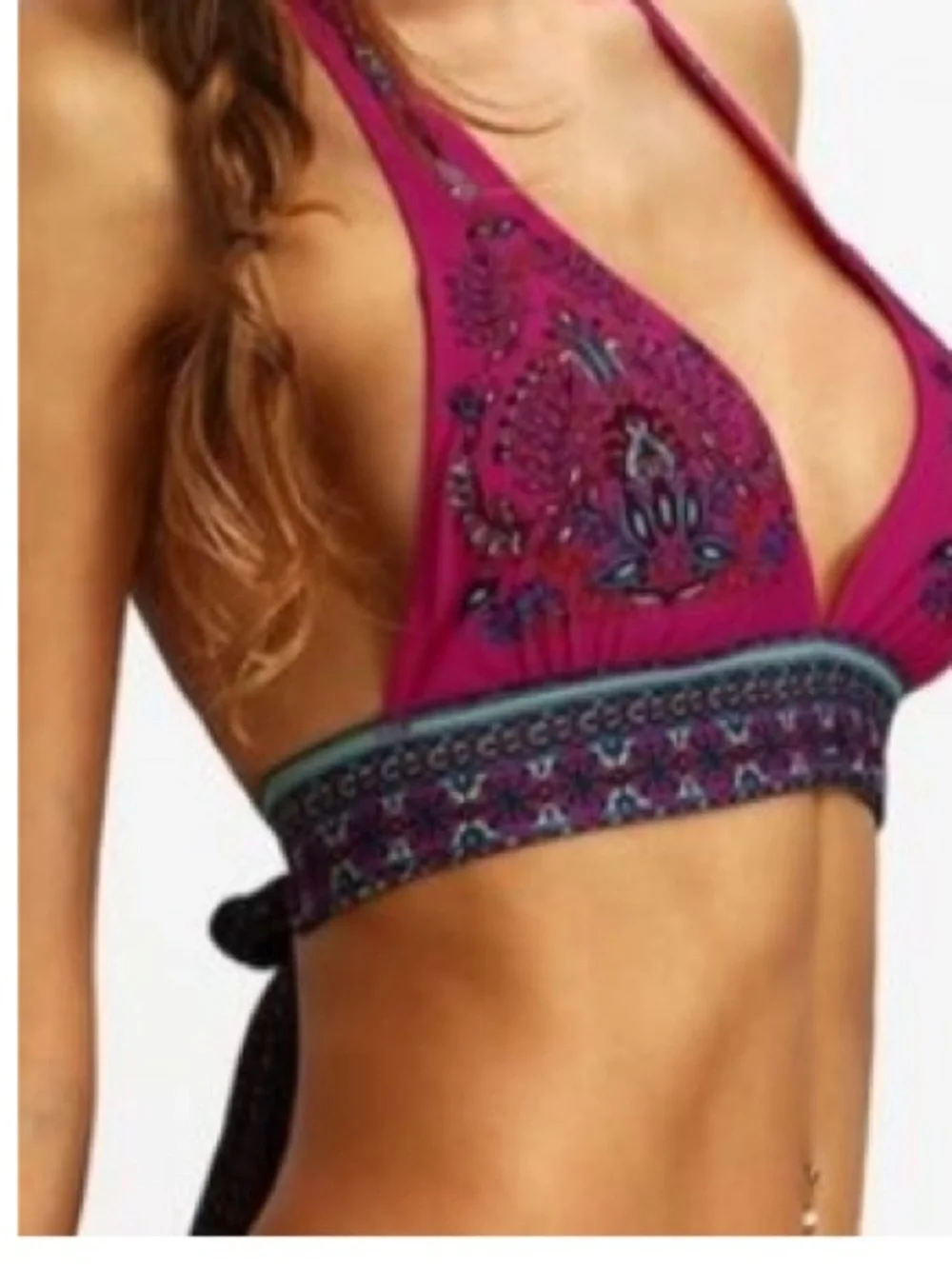 Victoria Secret Vibrant Fuchsia Paisley Halter Bikini Top